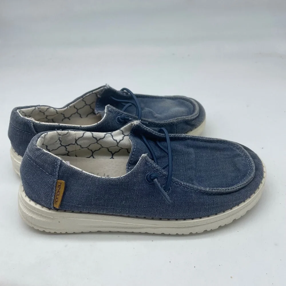 Hey Dude Wendy Youth Sparkling Denim Blue Loafers Slip On Shoes Size K11 30